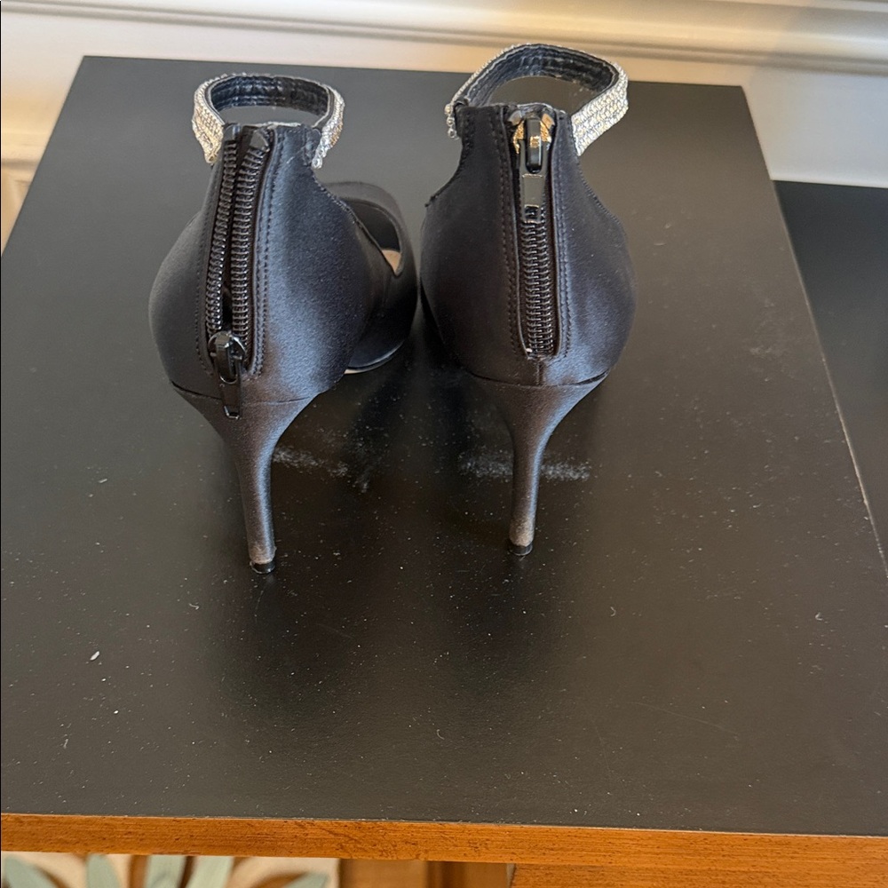 Nina Black Heels with Silver Detail